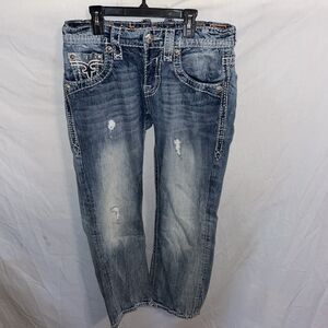 Rock Revival Kaspar Women’s Bootcut Jeans Size 32 X 30 Blue Distressed Going Out